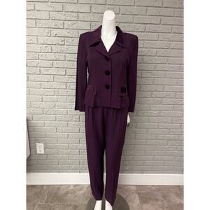 Taurus ll Women Purple Crepe Pant 2 Piece Suit Size 10P